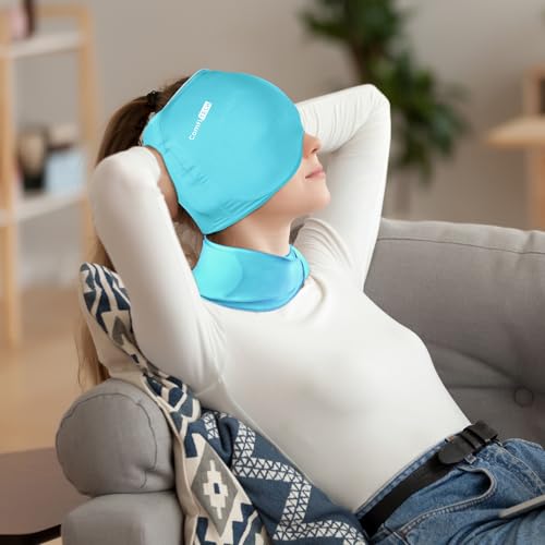 ComfiTECH Migraine Relief Cap, Head Neck Ice Pack Wrap Gel, Mint Green, M - color: Mint Green
