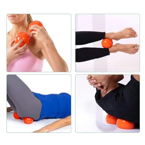 Yoga Massage Ball Smooth Ball – 4 inches Adjustable Firmness Massage Roller Balls for Back, Neck & Floor Therapy – Gentle Deep Muscle Relief for Sensitive Soft Tissue (red) - color: Red