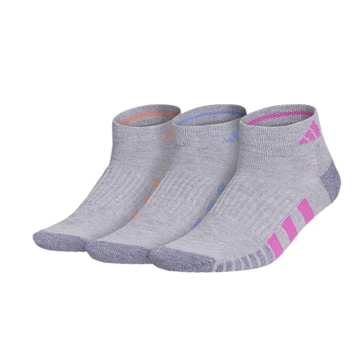 adidas Women's Cushioned Socks 3 Pairs - color: Cool Light Heather/Lucid Fuchsia Pink/Blue Fusion/3.0/Low Cut, size: Medium, style: Low Cut