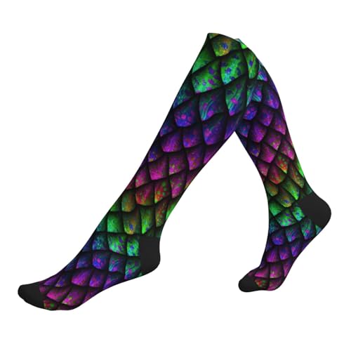 Compression Socks Women And Men For Nurses Travel Pregnancy Recovery Running Athletic - color: Rainbow Dragon Scales Skin