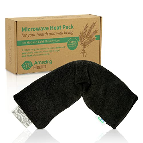 Amazing Health Unscented Wheat Bags Microwavable Heat Pack - Soft Black Fleece, Made in UK, 42cm Long, Heat Pad for Pain Relief - color: Black (Unscented)
