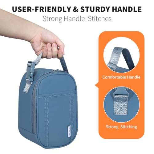 NOL Small Insulated Snack Bag Mini Freezable Cooler Pouch 3L fit 3 Cans | Wide-Mouth 6hours Cool & Warm Lightweight Leakproof Nylon Box for Work Travel (Dusty blue) - color: Dusty blue