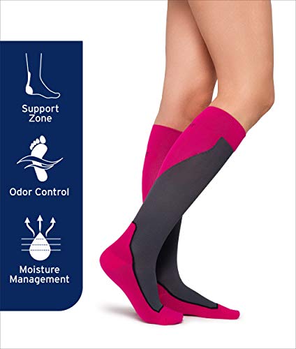 JOBST 7528902 Sport Compression Sock, Knee High, 15-20mmHg, White/Grey, Large - color: White/Grey, size: Large