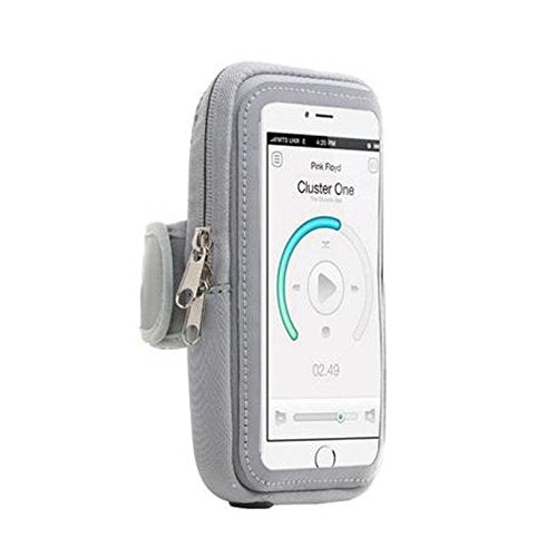 Touch Screen Neoprene Sport Gym Cellphone Armband Case Zip Pouch for Motorola G Stylus 5G Moto G 5G 2025 Samsung Galaxy A15 A16 A26 A36 A35 S25 Ultra iPhone 16 Pro Max Pixel 8 Pro (Gray) - color: Gray