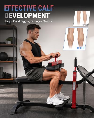 HVO Seated Calf Raise Machine,Dual Resistance System 660LBS - color: Red