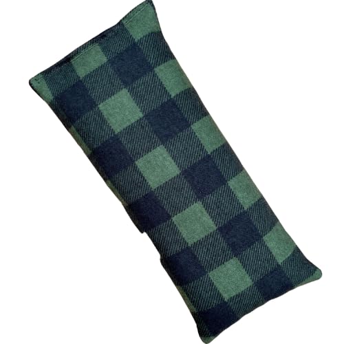 4" x 9" Microwavable Heating Pad/Ice Pack for Pain Relief and Relaxation - Natural Flax Seed Filling - Unscented and Herbal Scented Options (Green and Black Plaid, Peppermint) - color: Green and Black Plaid