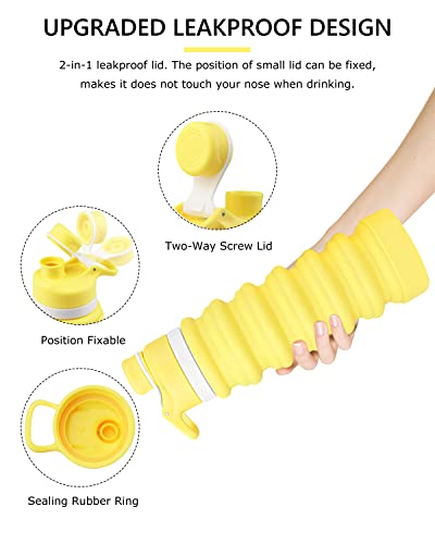 Nefeeko Collapsible Water Bottle, 26oz Silicone Foldable Water Bottles - color: L