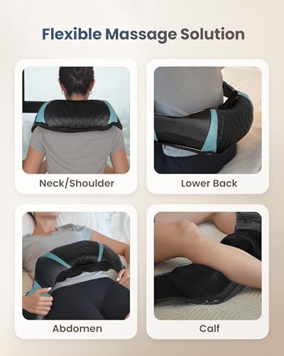 COMFIER Cordless Neck Shoulder Massager with Heat,Black Blue - color: Black Blue