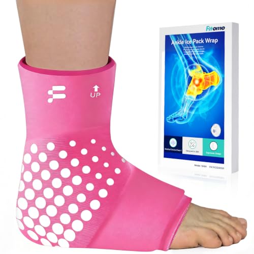 Ankle Ice Pack Wrap, Long-Lasting Cold Compression for Ankle Recovery - color: Pink, size: XL