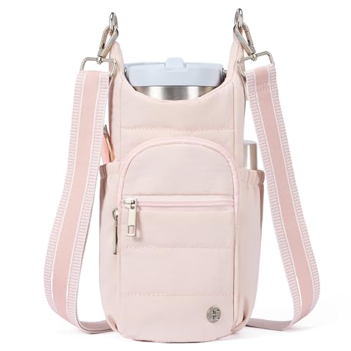 Telena Water Bottle Holder with Strap RFID Crossbody Bags for Women - color: Pink