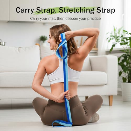 Slim Panda Yoga Mat Strap, Adjustable Soft Cotton Carrier - color: Oasis Blue, size: 72 inches