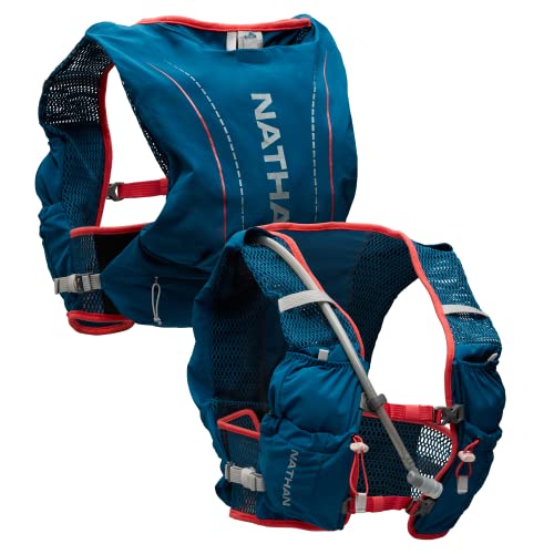 Nathan VaporAir Lite 4 Liter Vest & Hydration Pack with 2L Bladder, Front Water Bottle Pockets, Soft & Breathable Material for Comfort - color: Marine Blue/Hibiscus, style: Women's - L-XXL