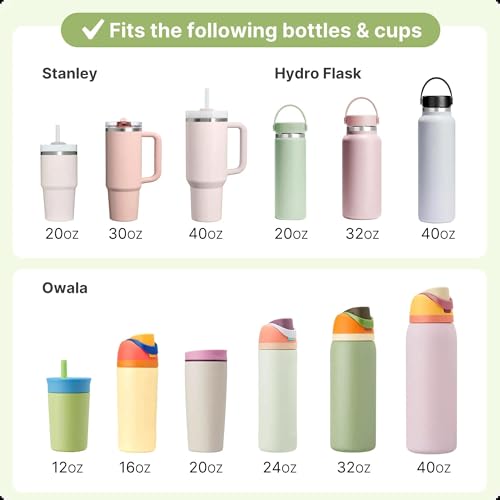 Water Bottle Handle Strap for Stanley Cup, Owala and Most 12-40oz Bottles - color: Daisy Green