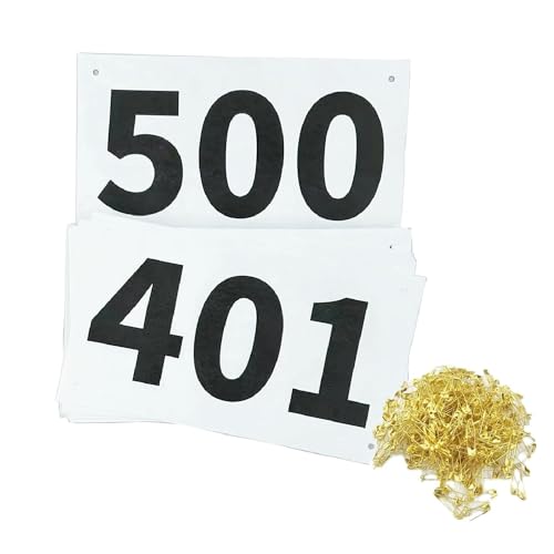 Running Race Bibs Large Numbers with Safety Pins for Marathon Race Events- Tyvek Tearproof Waterproof (401-500) - color: 401-500