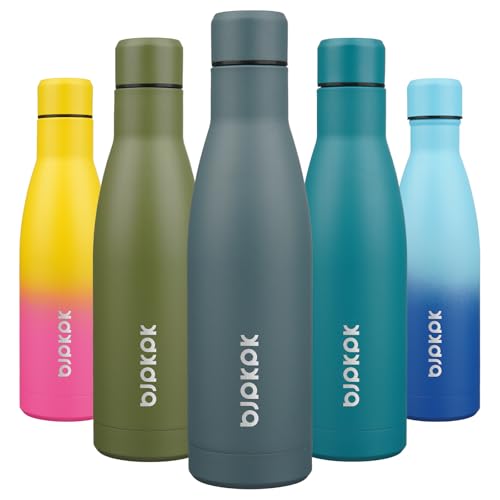 BJPKPK 17oz Skinny Insulated Water Bottle, Stainless Steel Flask - color: Dark Gray, size: 17 Ounces