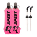 Soft Flask 2 Pack 500ml 16oz Collapsible TPU Water Bottle with Straw, Leak Proof for Hydration Pack Running Vest Hiking Cycling Marathon,Rose - color: Black (With straw) 2XPack