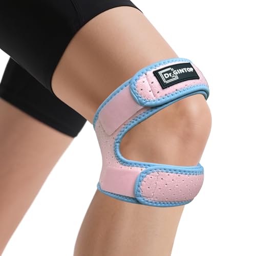 Dual Patellar Tendon Support Strap w/Gel Pad Patella Knee Brace - style: Pink