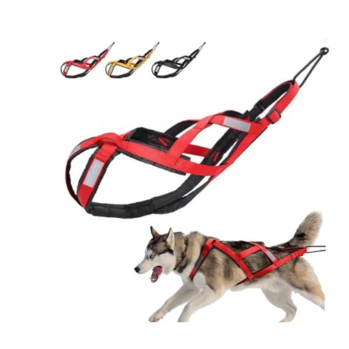 Dog Sled Harness Waterproof Nylon with Reflective Strips Durable Running Harness for Large Dogs (Red, 3XL) - color: Red, size: 3XL