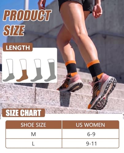 Womens Compression Ankle Crew Socks, Breathable Cushioned Socks - color: Orange Purple Green Yellow Blue Black, size: 6-9