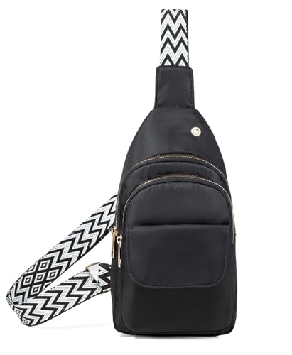AOSTIHOT Crossbody Sling Bag Small Sling Backpack for Women, Chest Daypack Crossbody Shoulder for Travel Sport Running Hiking - color: M Black