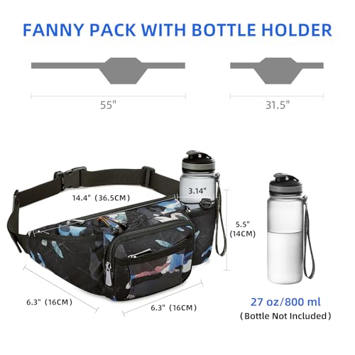 NOOLA Fanny Pack with Water Bottle Holder, Hiking Waist Bag for Men Women - color: Floral
