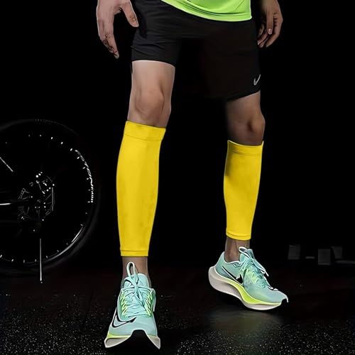 COUVER Unisex Long Leg Compression Sleeves - color: Yellow, size: Medium