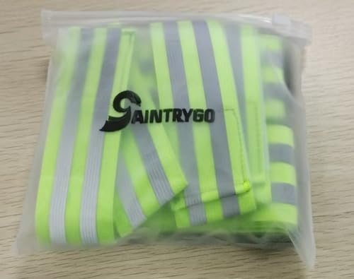 Saintrygo 6 Pcs Reflective Sash for Walking at Night Reflective Strap Arm Band High Visibility Belt Safety Ankle Strap for Visibility Vest Clothing Running Gear - color: Fluorescent Green