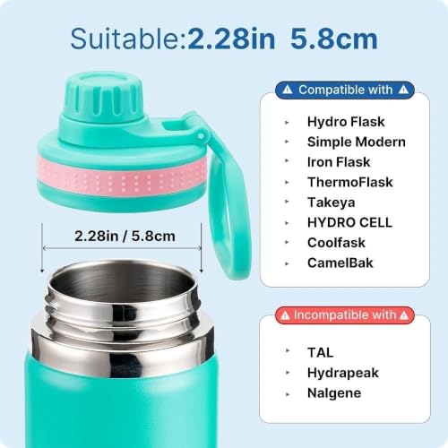 Spout Lid for Thermoflask, Takeya, Simple Modern 12-64oz Wide Mouth Bottle - color: Green+Pink