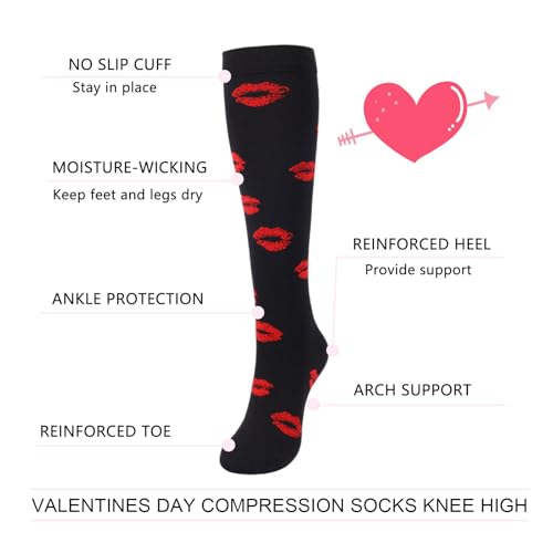 Junely Compression Socks for Women Knee High Socks Funny - color: Lip