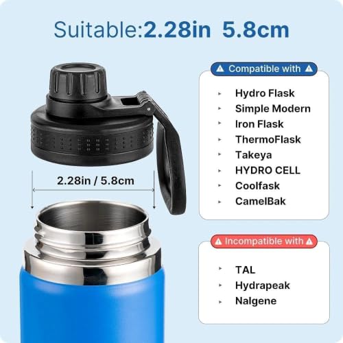 Spout Lid for Thermoflask, Takeya, Simple Modern 12-64oz Wide Mouth Bottles - color: Black 1 Pack