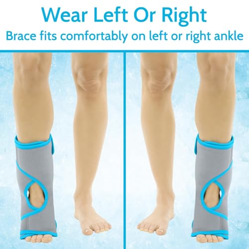 Vive Ankle Ice Pack Wrap - Foot Cold/Hot Compression Brace - Adjustable