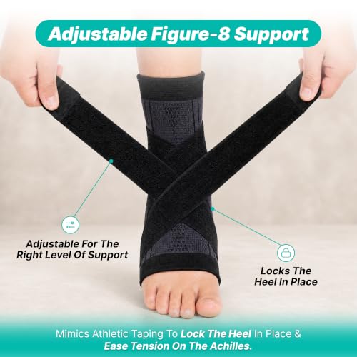 RecoverX Youth Heel & Ankle Sleeve for Kids, Sever's Disease, Heel Pain Relief & Growth Plate Support, Compression Brace for Soccer, Basketball & Running - Black (Medium) - 1 Sleeve - size: Medium