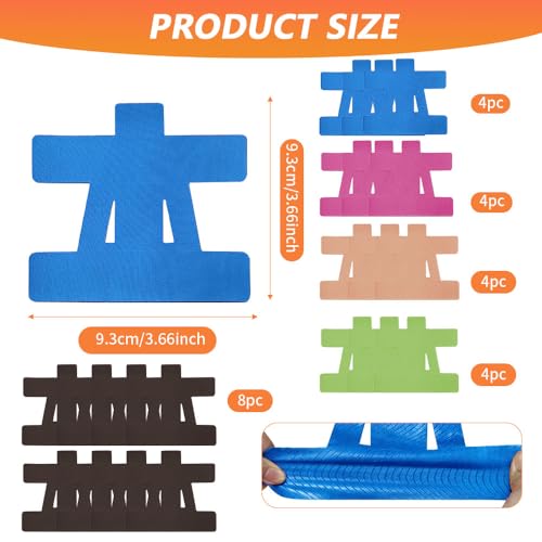 24 Count Kinesiology Tape for Shoulder Precut, Shoulder Tape for Pain Relief, Waterproof Breathable Elastic Shoulder Tape Kinesiology Support for Rotator Cuff, Daily Use and Sports