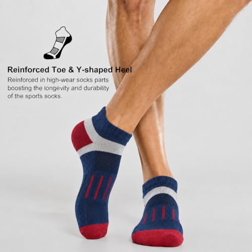 COOPLUS Mens Cushioned Ankle Running Socks Athletic Low Cut Moisture Wicking Cotton Short Sports Socks 7 Pairs - color: 7 Pairs Multicolor