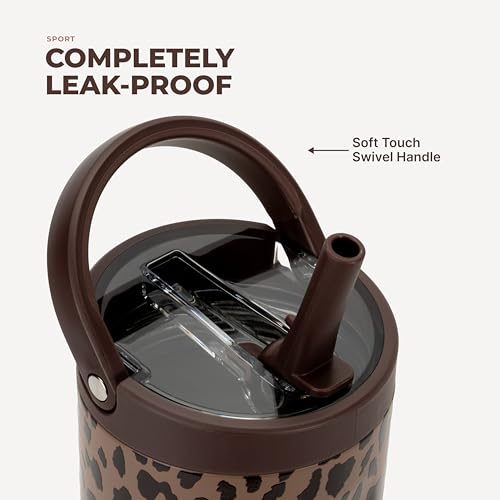 HydroJug Sport 20 oz Insulated Stainless Steel Water Bottle, Brown Leopard - color: Brown Leopard, size: 20 Ounces