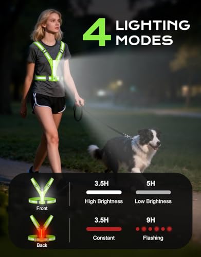 Cuvccn LED Reflective Vest Super Bright Lighting, Running Light for Runners