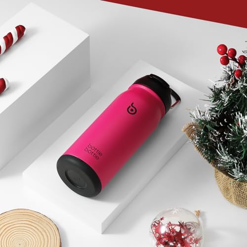BOTTLE BOTTLE 16 oz sports water bottle stainless steel insulated kids water bottle with straw and pills holder for gifts and school (viva magenta) - color: viva magenta