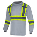 VENDACE Men's High Vis Safety Work T Shirt ANSI Class 1 Reflective Long Sleeve Shirt with Pocket(Grey,M) - color: Grey, size: Medium