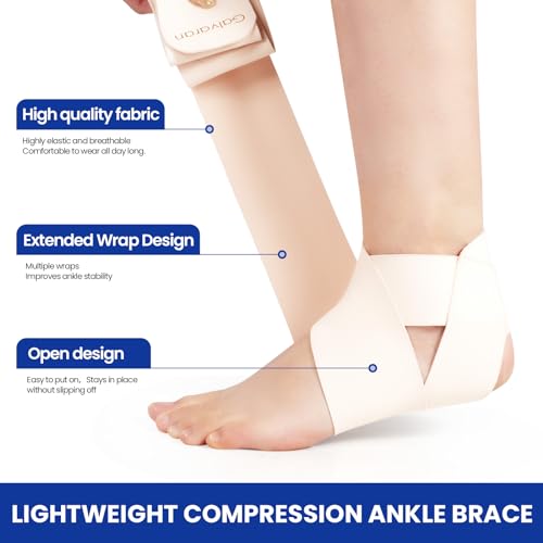 Galvaran Ankle Brace for Men & Women,Ultra Thin Adjustable Compression Ankle Wrap，Ankle Support for Plantar Fasciitis, Sprained Foot, Tendinitis, Swelling, Minor Sprains, Sports, One Size