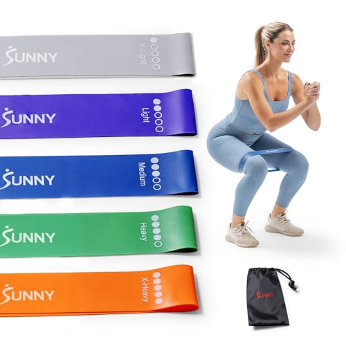 Sunny Health & Fitness 5-Level Resistance Loop Bands for Strength Training