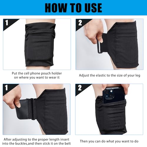 NICENEEDED 2 PCS Leg Phone Holder, Adjustable Cell Phone Leg Straps Non-Slip Ankle Mobile Phone Wallet Thigh Holder, Sport Leg and Arm Band for Running Walking Equestrian Motorcycle or Hiking