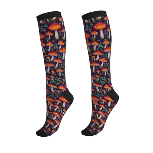 Compression Socks, Unisex 15-20 mmHg Knee High Support Socks - color: Mushroom1