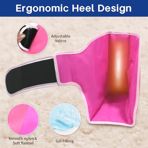 Ankle Ice Pack Wrap, Gel Hot Cold Compress for Heel Swelling Pain Relief - color: Pink-1 Pack, size: Standard