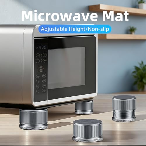 Adjustable Metal Microwave Riser, 1.7-2.9 Inch, Non-Slip, 4 Pack - color: Dark Gray