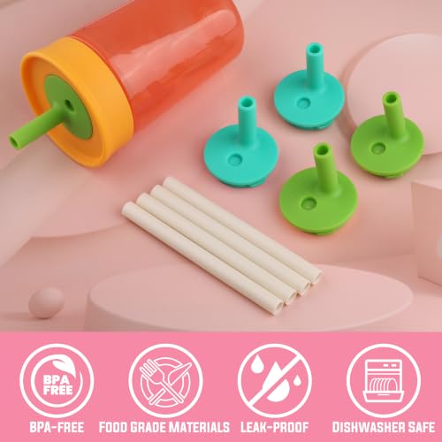 Replacement Silicone Bite Valve&Straws Parts for Owala Kids tumbler 12oz - color: Green Blue