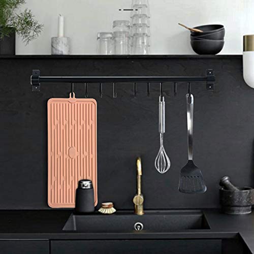 Dish Drying Mat,Large Silicone Drying Mat,Silicone Kitchen Countertop Drying Mat for Pots, Pans, Glassware, Silverware (Pink) - color: M+ (15.3" x 7.8") Pink