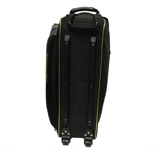 Pyramid Path Triple Tote Roller Plus Bowling Bag with Detachable Shoe Bag (Fits US Mens Size 15), Accessory and Side Pocket, Lightweight Travel Design - color: Black/Gold/Grey 24K Edition