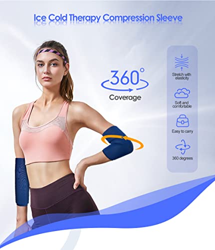 Freeze Ice Sleeve for Elbow & Knee Arm Ice Pack Sleeves Wrap for Injuries Compression, Reusable Gel Cold Packs for Ankle, Calf - Flexible Cold Wrap for Meniscus, ACL, MCL, Pain Relief (Black, L)