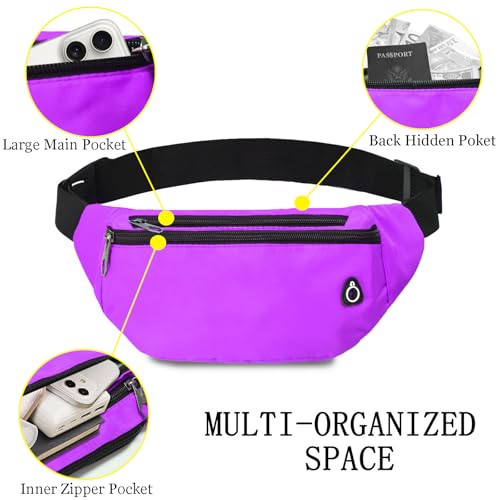 Fanny Pack for Women Men,Crossbody Water Resistant Sports Waist Bag Pack - color: 1pack-purple