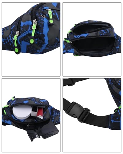 AIBEARTY Kids Fanny Pack Boys Small Camouflage Waist Pack Belt Waist Bag Pack Pouch with Adjustable Strap for Children Sport Running, Camping, Trip - color: X Blue